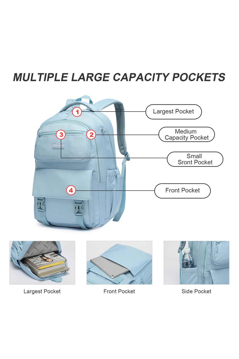SUN EIGHT Waterproof 35L School Backpack for College, Kids Backpack Lightweight Large Capacity Travel Bag with Multi Pockets, SE8391, Blue - Image 4